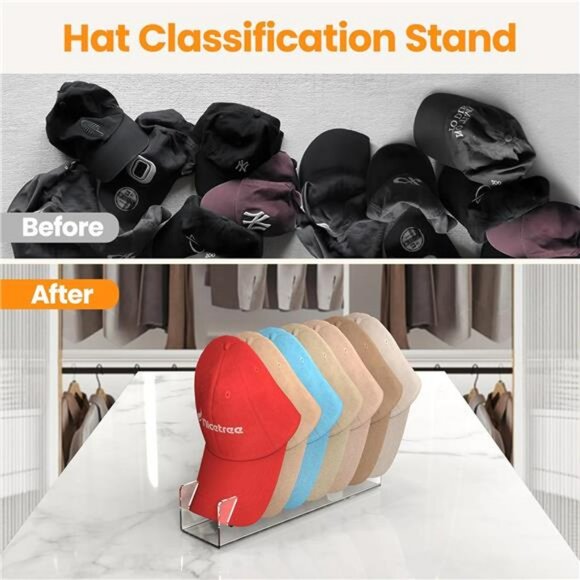 Clear Acrylic Hat Organizer Rack 2 Pack Baseball Cap Display Stand Closet Storag - Picture 3 of 7